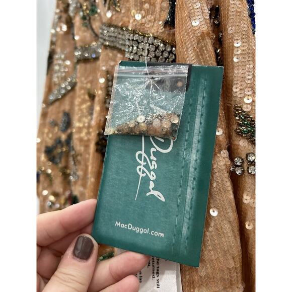 Mac Duggal 93546 Size 14 Beaded Sequin Long Bishop Sleeve Evening Dress NWT FLAW - Picture 10 of 16